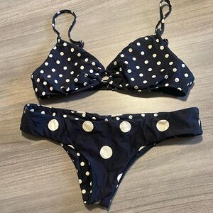 Billabong black and white polkadot reversible  bikini